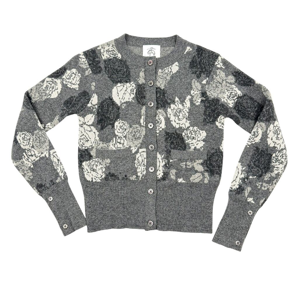 Brooks Brothers 'Black Fleece' Collection Wool Cashmere Cardigan Sweater Floral